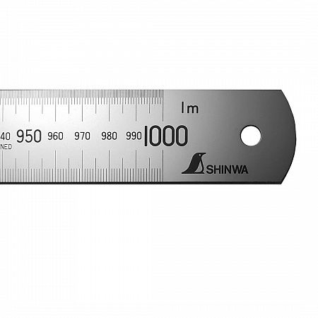 Линейка Shinwa стальная, 1000мм/36" (шкала - в мм и дюймах)