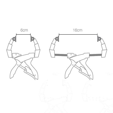 Пружинный зажим с фиксацией Piher с телескопическими губками, до 160мм