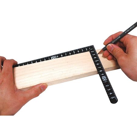 Угольник строительный Shinwa, 300*150мм, черный, отсчёт от внешнего угла