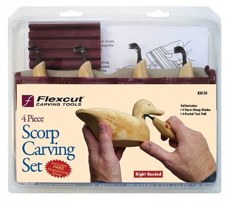 Набор резчицкий Flexcut Scorp Carving Set, правый, 4 ножа + шаблон для заточки
