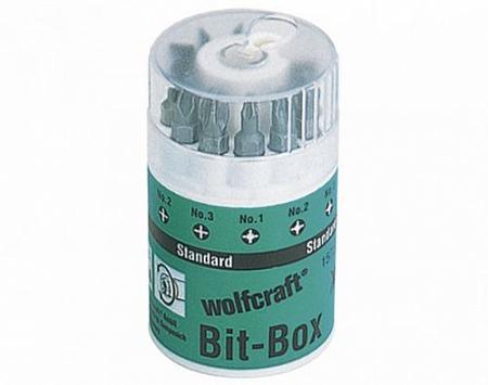 Набор Wolfcraft из 9 стандартных бит и магнитного битодержателя
