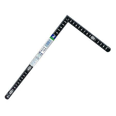 Угольник строительный Shinwa, 300*150мм, черный, отсчёт от внешнего угла